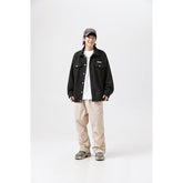 Unisex Jacket Autumn Winter Retro Polo Collar Jacket Loose Lamb Wool Couple Coat